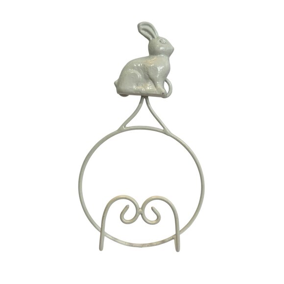 Shabby Chick Style Bunny Rabbit Plate Hanger White 15x8 - Picture 2 of 15